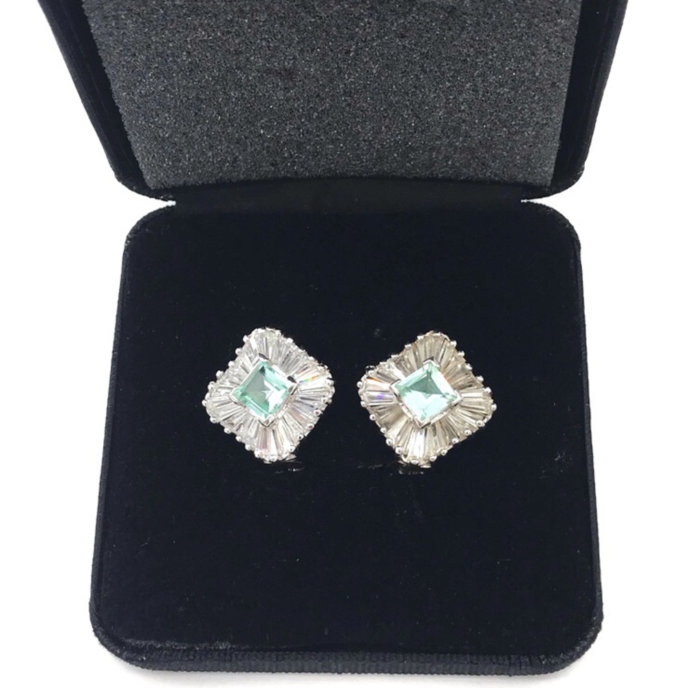 Sterling Silver Green & Clear CZ Earrings PJM 925